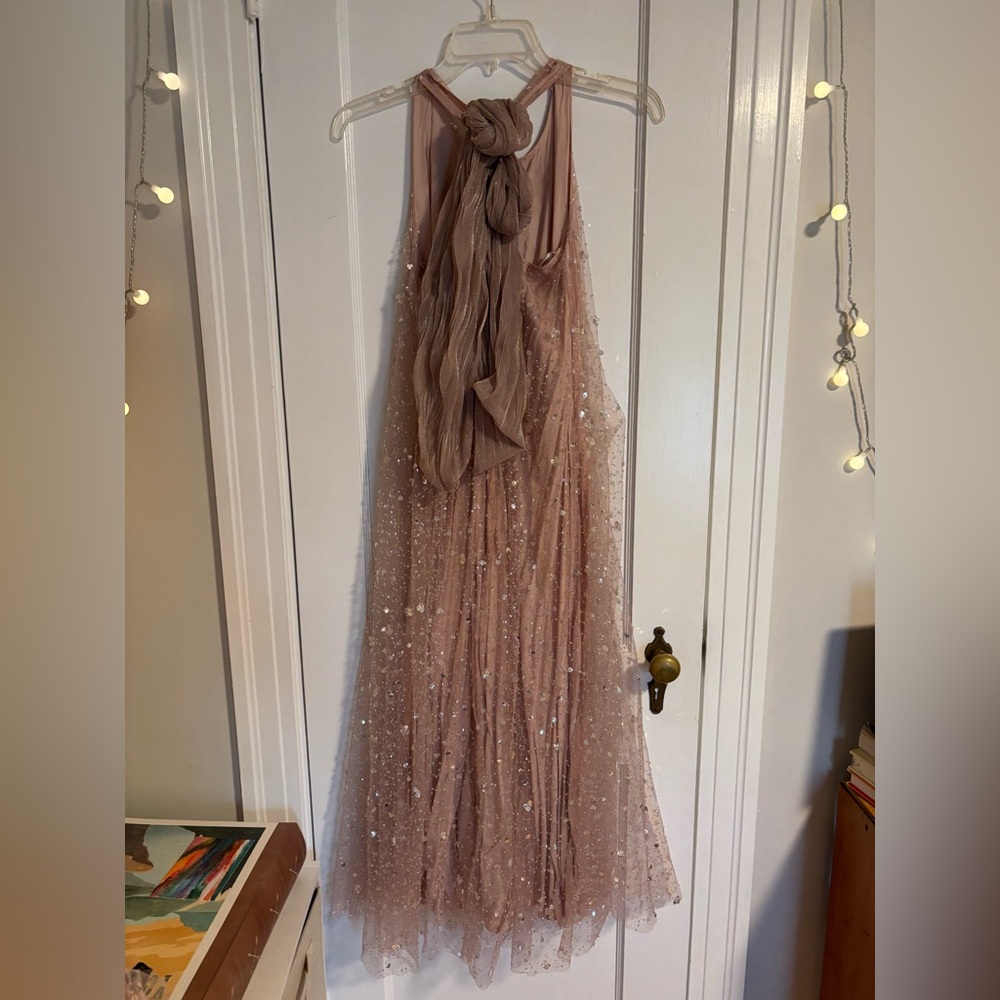 New York & Company Blush Sequin Midi Dress - Picture 2 of 3